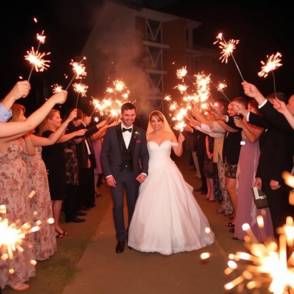 Sparkler send off for the newlyweds